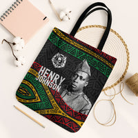 Henry Johnson Black History Month Tote Bag Pan African Colors Tribal Geometric Pattern