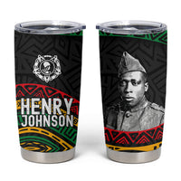 Henry Johnson Black History Month Tumbler Cup Pan African Colors Tribal Geometric Pattern