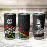 Henry Johnson Black History Month Tumbler Cup Pan African Colors Tribal Geometric Pattern