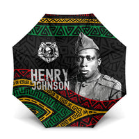 Henry Johnson Black History Month Umbrella Pan African Colors Tribal Geometric Pattern