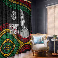 Henry Johnson Black History Month Window Curtain Pan African Colors Tribal Geometric Pattern