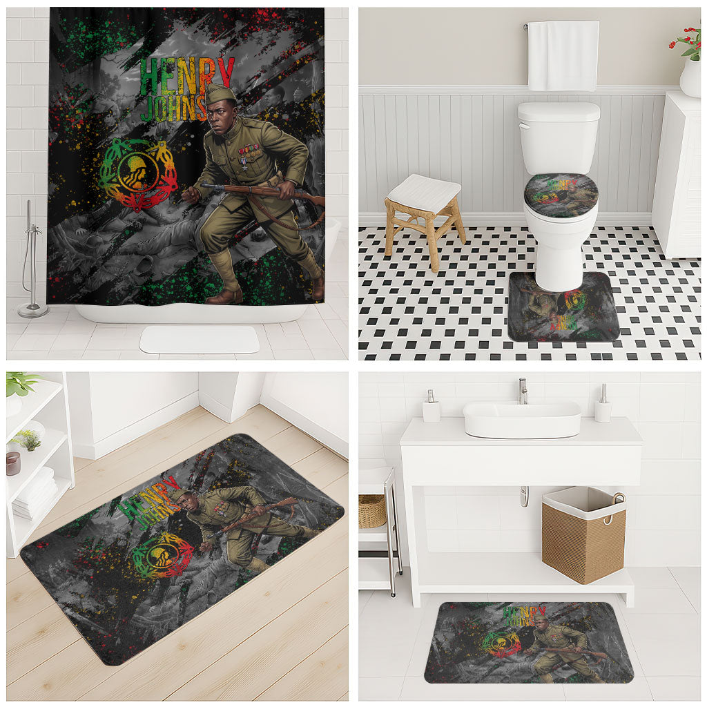 Henry Johnson Black History Month Bathroom Set Harlem Hellfighters Pan African Grunge Art