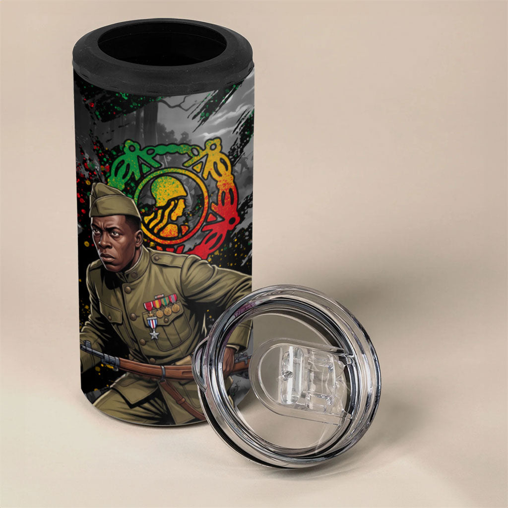 Henry Johnson Black History Month 4 in 1 Can Cooler Tumbler Harlem Hellfighters Pan African Grunge Art
