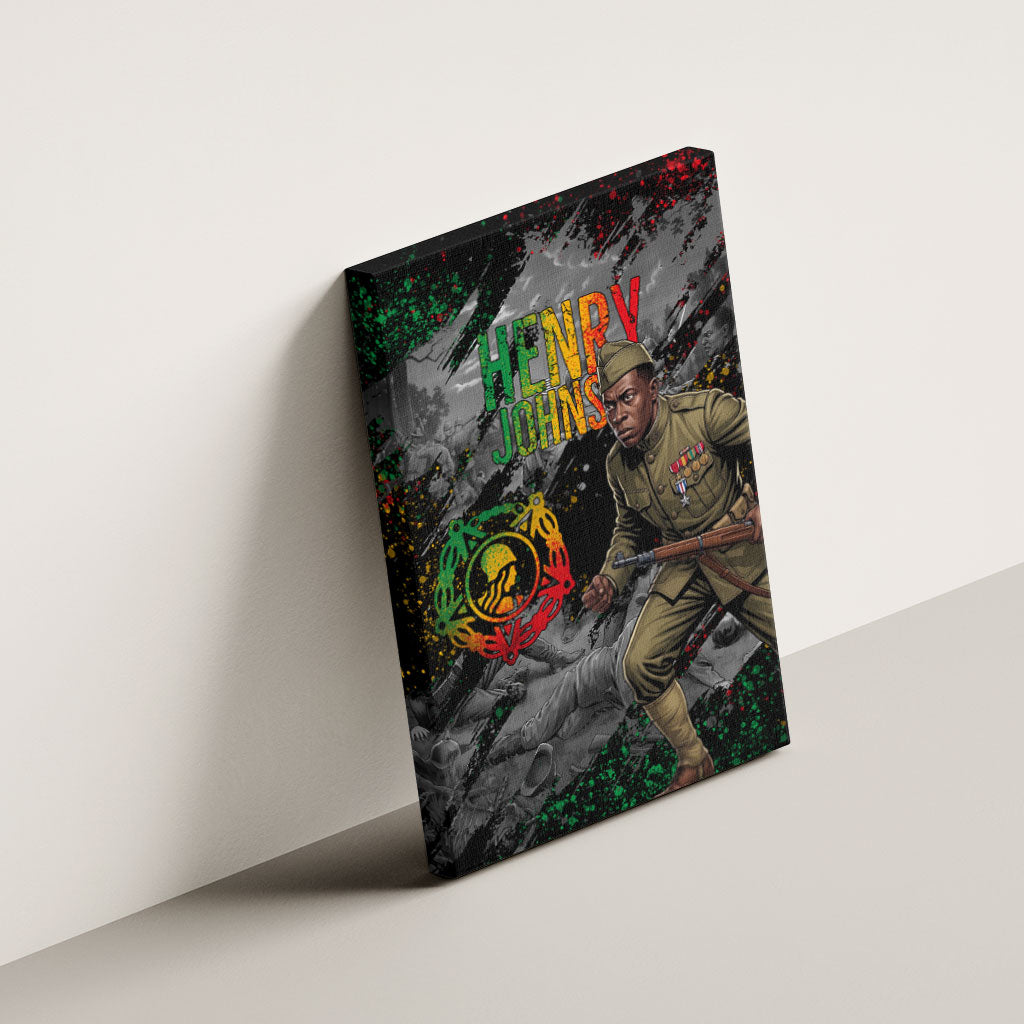 Henry Johnson Black History Month Canvas Wall Art Harlem Hellfighters Pan African Grunge Art