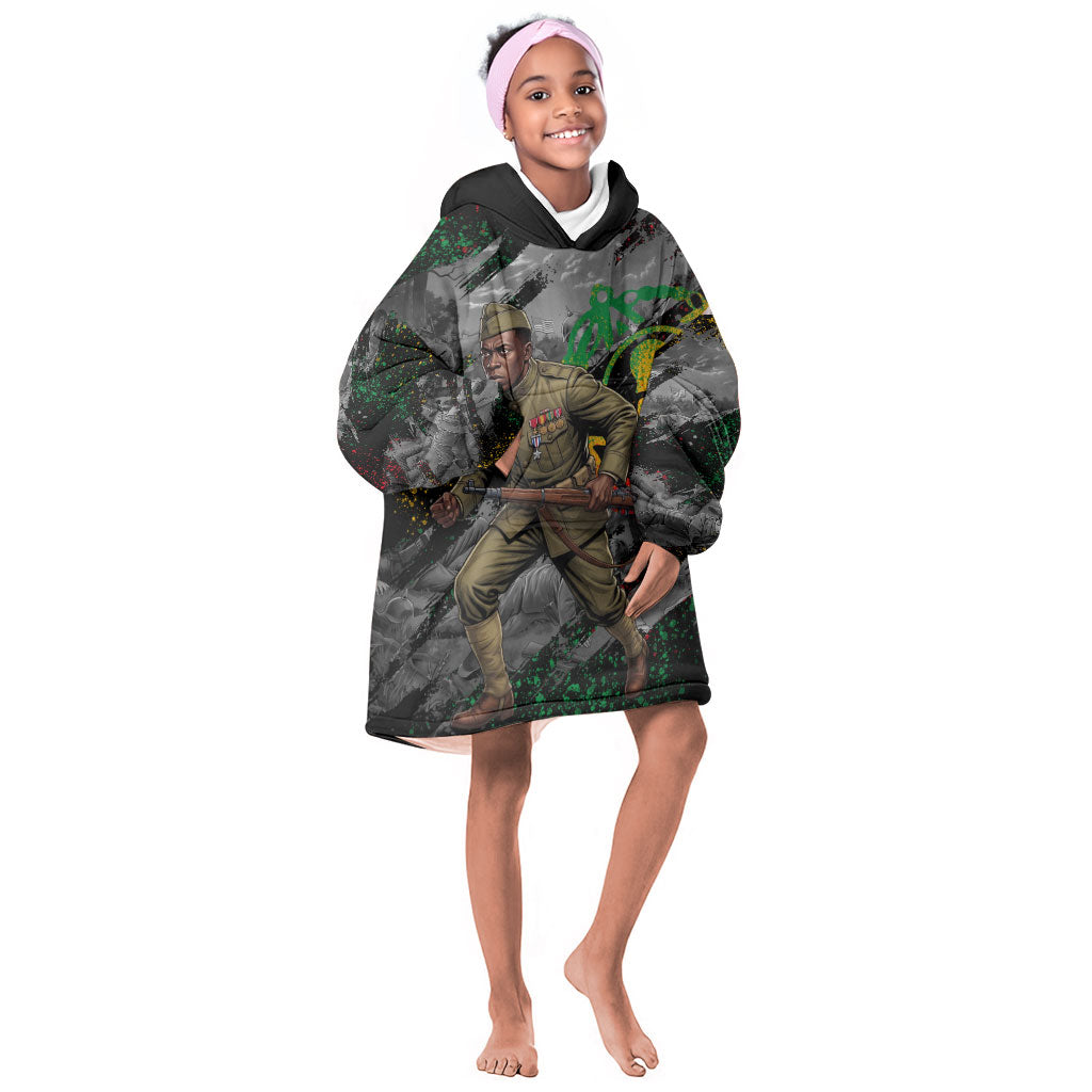 Henry Johnson Black History Month Kid Wearable Blanket Hoodie Harlem Hellfighters Pan African Grunge Art