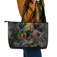 Henry Johnson Black History Month Leather Tote Bag Harlem Hellfighters Pan African Grunge Art