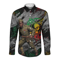 Henry Johnson Black History Month Long Sleeve Button Shirt Harlem Hellfighters Pan African Grunge Art