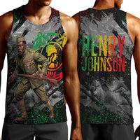 Henry Johnson Black History Month Men Tank Top Harlem Hellfighters Pan African Grunge Art