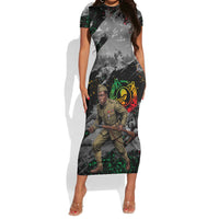 Henry Johnson Black History Month Short Sleeve Bodycon Dress Harlem Hellfighters Pan African Grunge Art