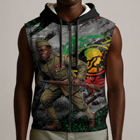 Henry Johnson Black History Month Sleeveless Zip Hoodie Harlem Hellfighters Pan African Grunge Art