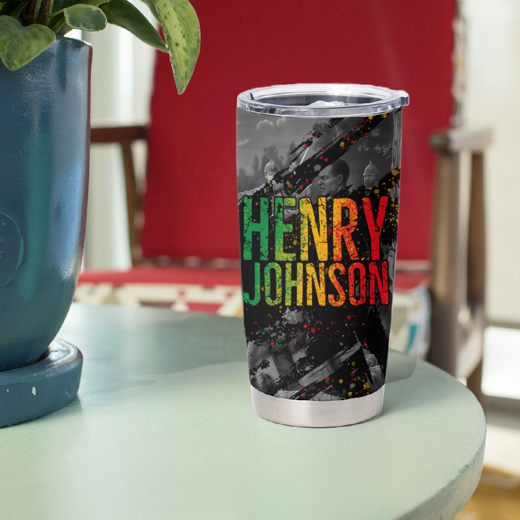 Henry Johnson Black History Month Tumbler Cup Harlem Hellfighters Pan African Grunge Art