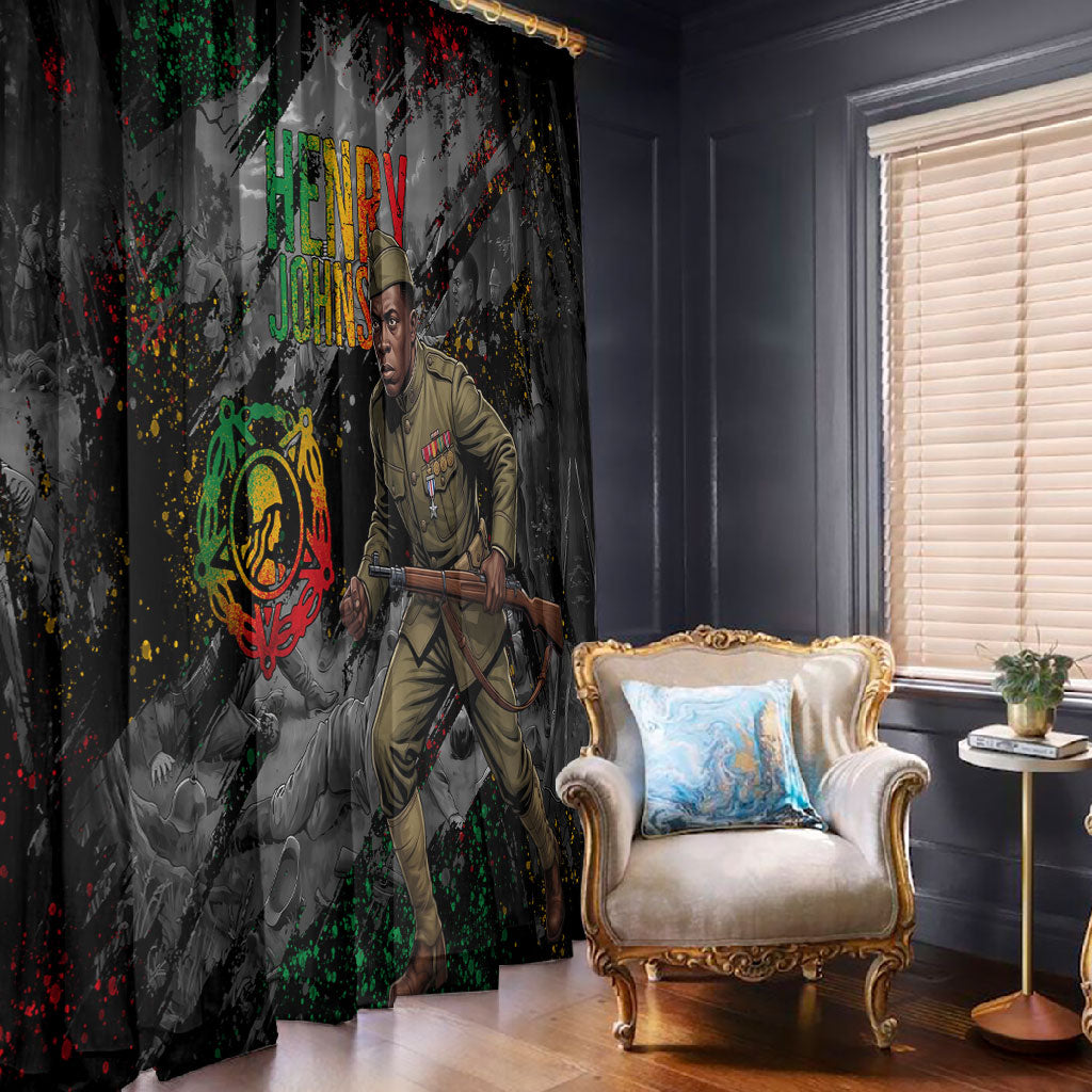 Henry Johnson Black History Month Window Curtain Harlem Hellfighters Pan African Grunge Art