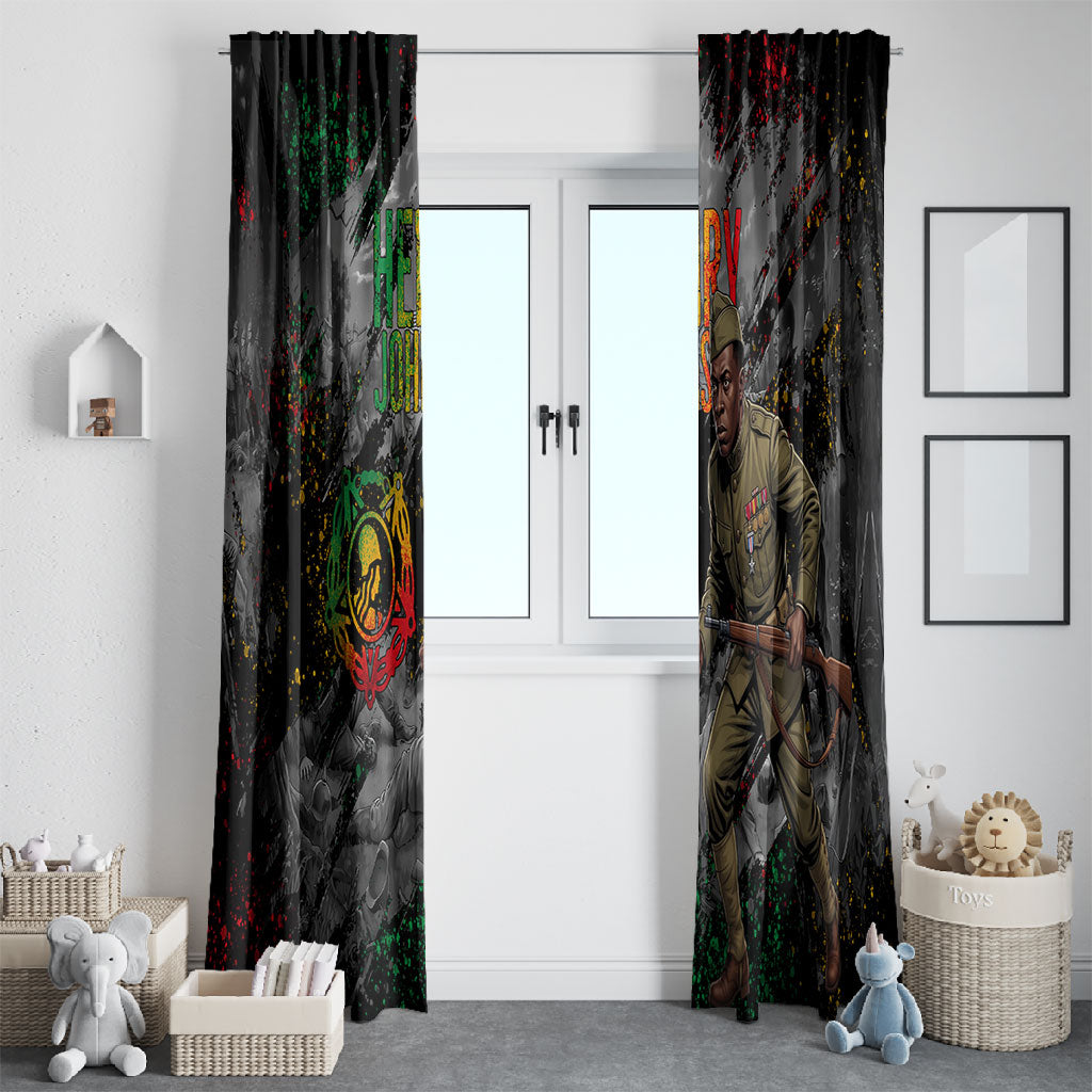 Henry Johnson Black History Month Window Curtain Harlem Hellfighters Pan African Grunge Art