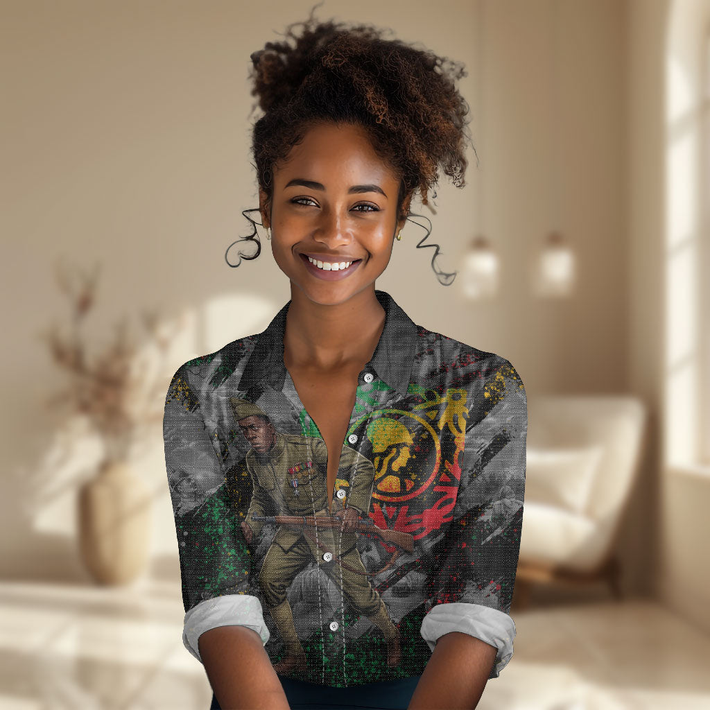 Henry Johnson Black History Month Women Casual Shirt Harlem Hellfighters Pan African Grunge Art