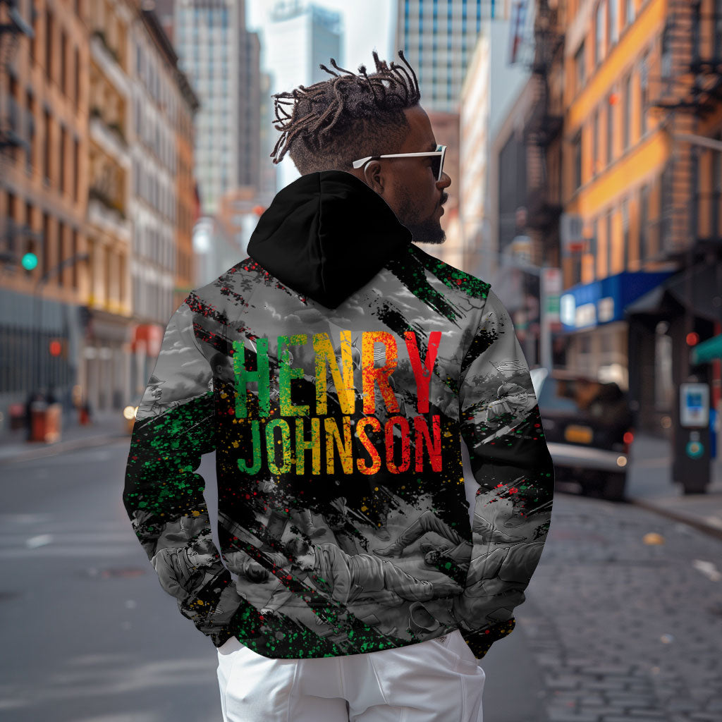 Henry Johnson Black History Month Zip Hoodie Harlem Hellfighters Pan African Grunge Art