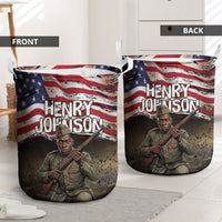 Henry Johnson Black History Month Laundry Basket Distressed US Flag American Hero Portrait