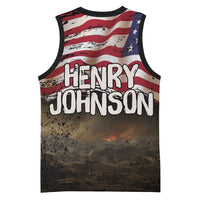 Henry Johnson Black History Month Basketball Jersey Distressed US Flag American Hero Portrait