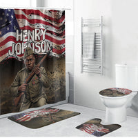 Henry Johnson Black History Month Bathroom Set Distressed US Flag American Hero Portrait