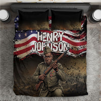 Henry Johnson Black History Month Bedding Set Distressed US Flag American Hero Portrait