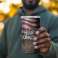 Henry Johnson Black History Month 4 in 1 Can Cooler Tumbler Distressed US Flag American Hero Portrait