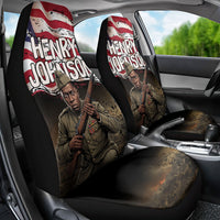 Henry Johnson Black History Month Car Seat Cover Distressed US Flag American Hero Portrait