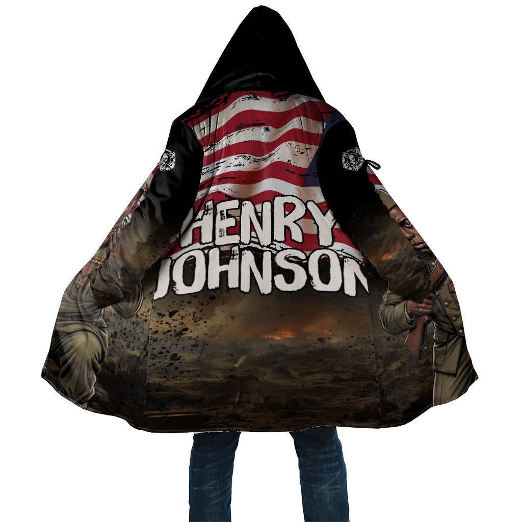 Henry Johnson Black History Month Cloak Distressed US Flag American Hero Portrait