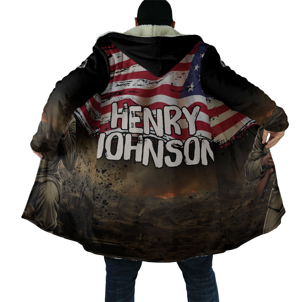 Henry Johnson Black History Month Cloak Distressed US Flag American Hero Portrait