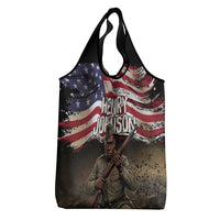 Henry Johnson Black History Month Grocery Bag Distressed US Flag American Hero Portrait