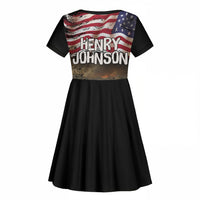 Henry Johnson Black History Month Kid Short Sleeve Dress Distressed US Flag American Hero Portrait