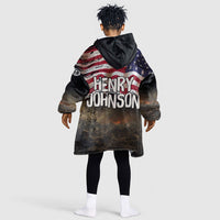 Henry Johnson Black History Month Kid Wearable Blanket Hoodie Distressed US Flag American Hero Portrait