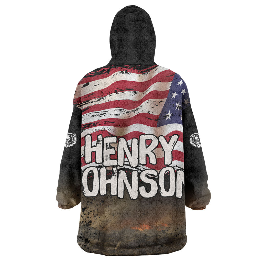 Henry Johnson Black History Month Kid Wearable Blanket Hoodie Distressed US Flag American Hero Portrait
