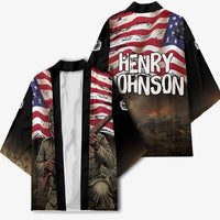 Henry Johnson Black History Month Kimono Distressed US Flag American Hero Portrait