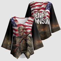 Henry Johnson Black History Month Kimono Sleeve Blouse Distressed US Flag American Hero Portrait