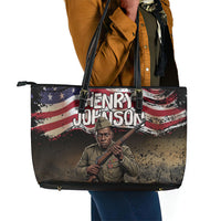 Henry Johnson Black History Month Leather Tote Bag Distressed US Flag American Hero Portrait