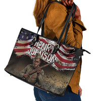 Henry Johnson Black History Month Leather Tote Bag Distressed US Flag American Hero Portrait