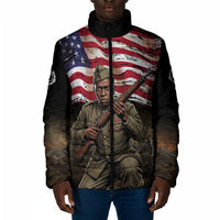 Henry Johnson Black History Month Padded Jacket Distressed US Flag American Hero Portrait