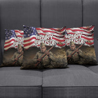 Henry Johnson Black History Month Pillow Cover Distressed US Flag American Hero Portrait