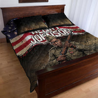 Henry Johnson Black History Month Quilt Bed Set Distressed US Flag American Hero Portrait