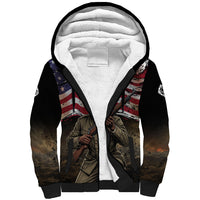 Henry Johnson Black History Month Sherpa Hoodie Distressed US Flag American Hero Portrait