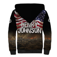 Henry Johnson Black History Month Sherpa Hoodie Distressed US Flag American Hero Portrait