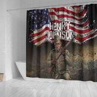 Henry Johnson Black History Month Shower Curtain Distressed US Flag American Hero Portrait