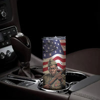 Henry Johnson Black History Month Skinny Tumbler Distressed US Flag American Hero Portrait
