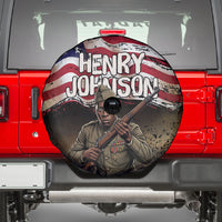 Henry Johnson Black History Month Spare Tire Cover Distressed US Flag American Hero Portrait