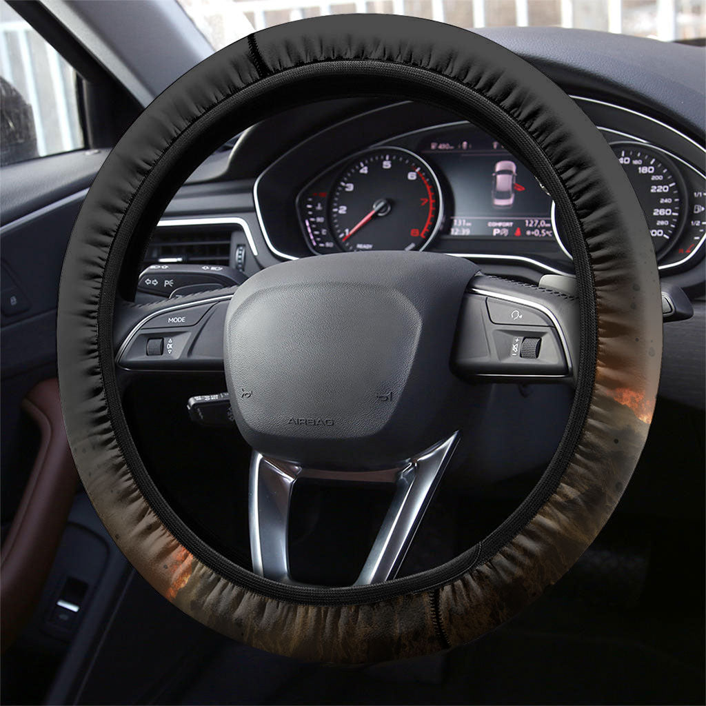 Henry Johnson Black History Month Steering Wheel Cover Distressed US Flag American Hero Portrait