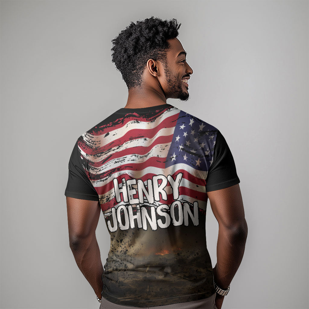 Henry Johnson Black History Month T shirt Distressed US Flag American Hero Portrait