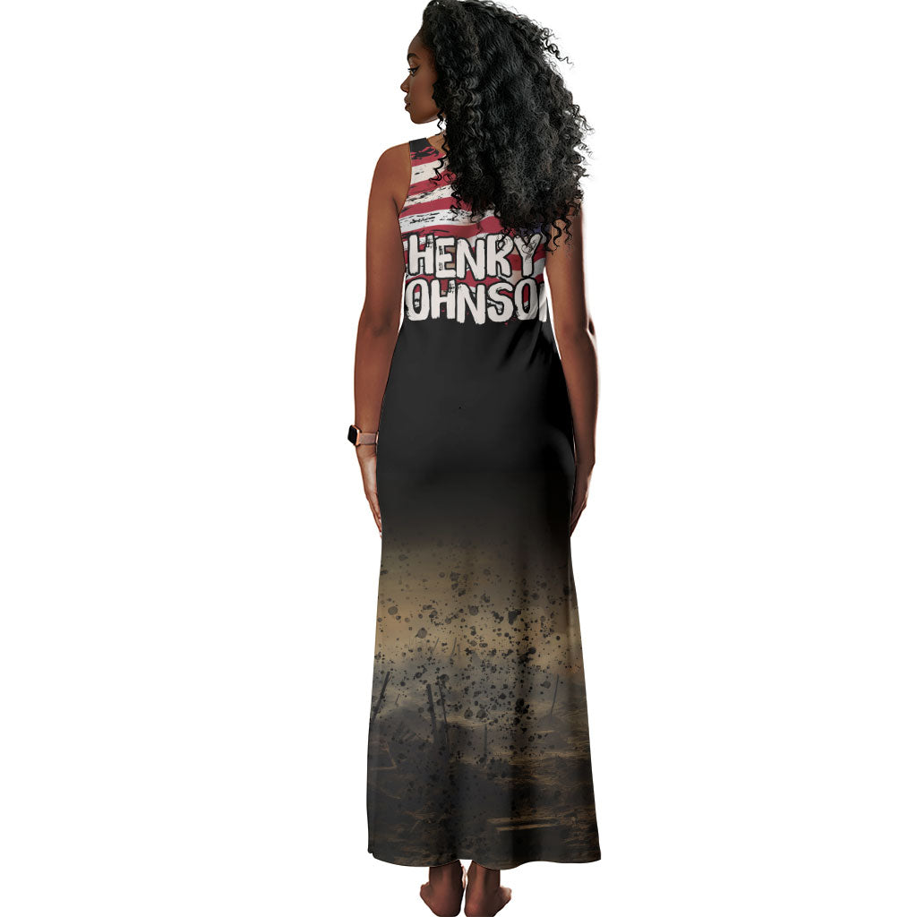 Henry Johnson Black History Month Tank Maxi Dress Distressed US Flag American Hero Portrait