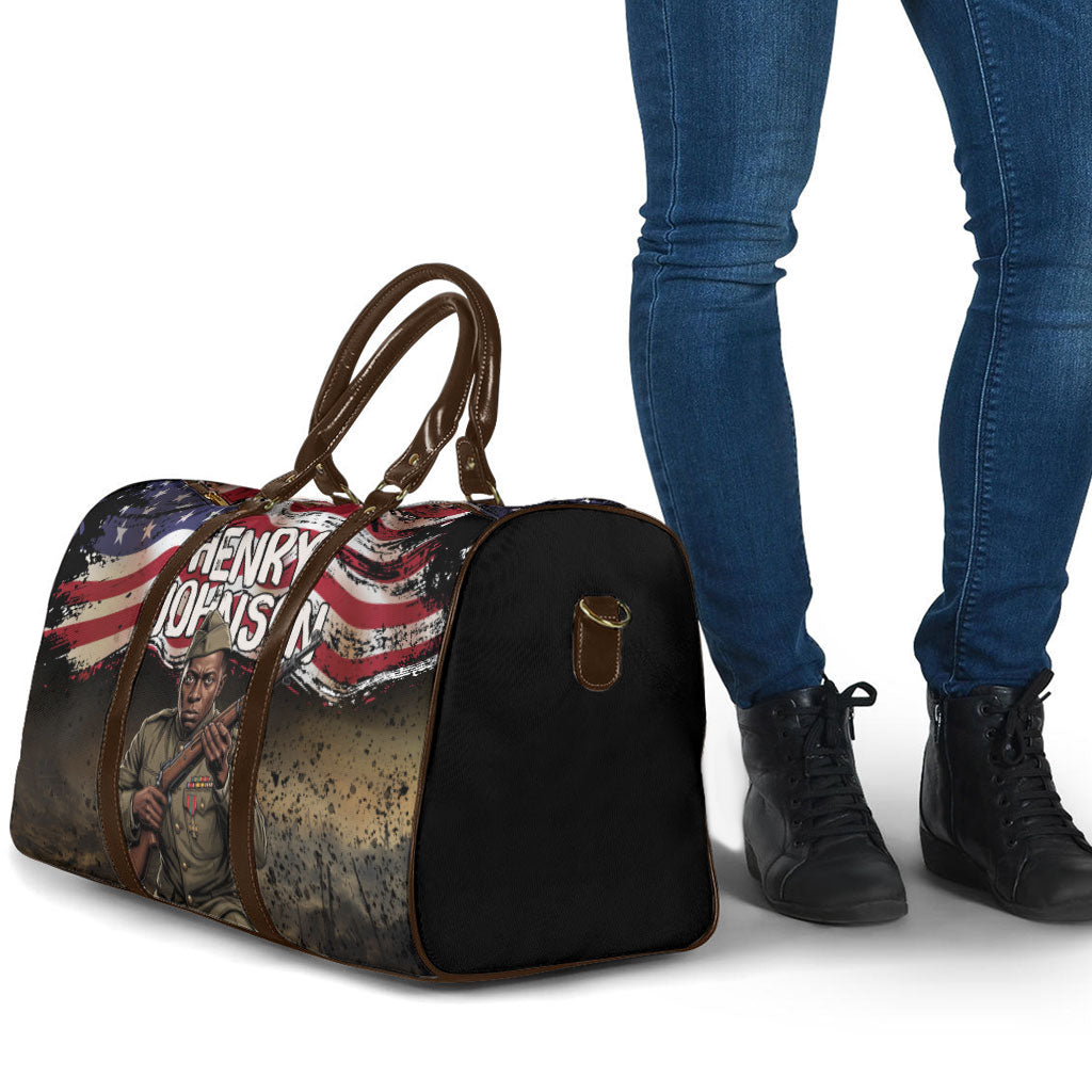 Henry Johnson Black History Month Travel Bag Distressed US Flag American Hero Portrait