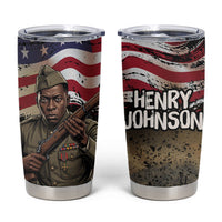 Henry Johnson Black History Month Tumbler Cup Distressed US Flag American Hero Portrait