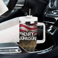 Henry Johnson Black History Month Tumbler With Handle Distressed US Flag American Hero Portrait