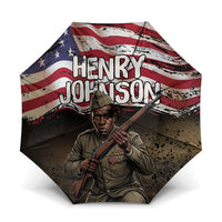 Henry Johnson Black History Month Umbrella Distressed US Flag American Hero Portrait